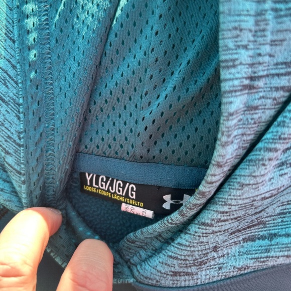 Under Armour teal blue loose fit boys large hoodie - Picture 4 of 4